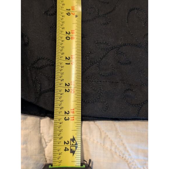 Black Cotton Stretch Full Zip Soutache Top Stitch Design Unlined Jacket Sz L - Picture 8 of 9